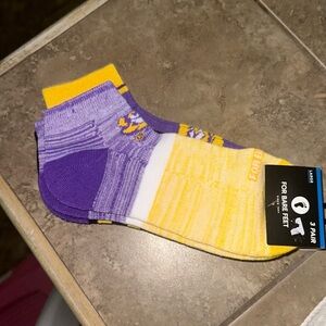 LSU Socks- For Bare Feet ; x3 NEW- size L